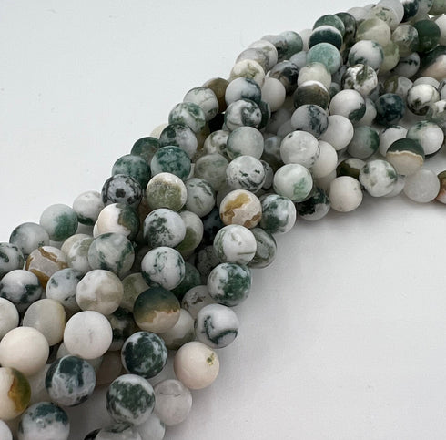 6mm matte tree agate, natural agate tree agate beads, approx 66 beads per strand, jewelry making, gemstone beads, round, matte beads,